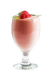 Milk cocktail with strawberry over white. Power clipping path