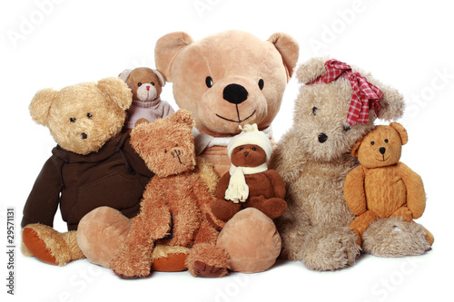 Obraz na płótnie a lot of teddy-bear isolated on white background w salonie