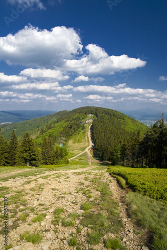 Piękny widok z góry Klimczok. Beskidy latem photo