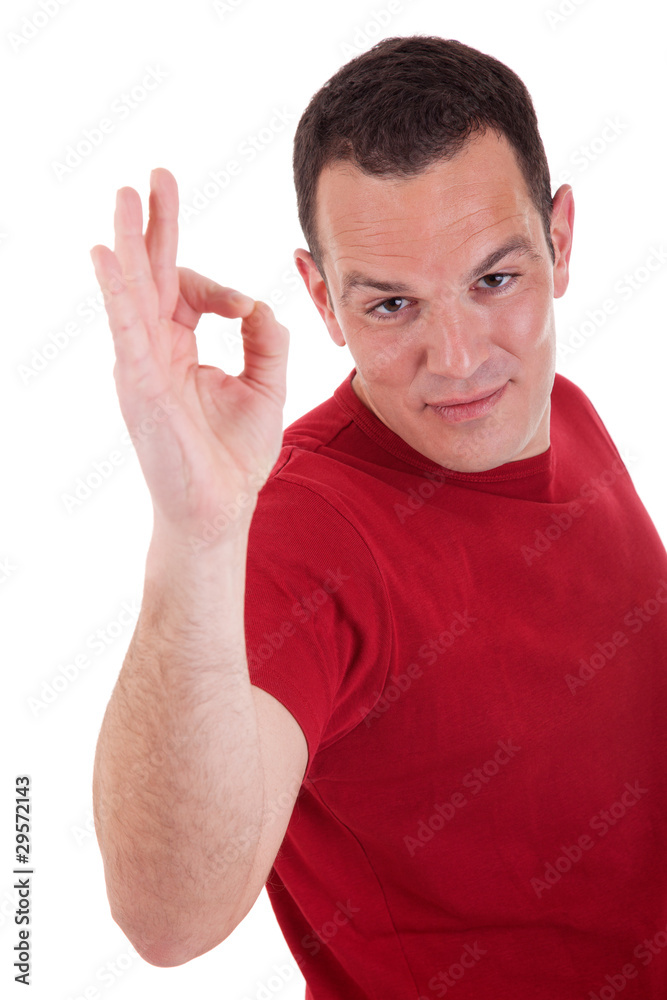 handsome man with thumb raised as a sign of ok handsome man with thumb raised as a sign of ok
