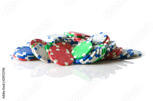Photography Stack of various casino chips - gambling concept