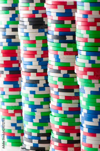 Stack of various casino chips - gambling concept