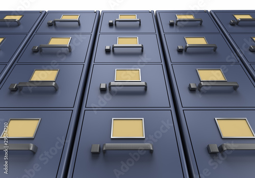 Wall of filing cabinets