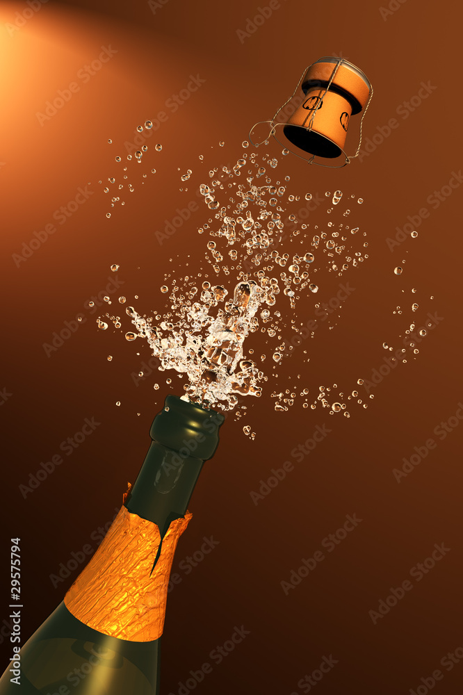 Fotografie Illustration of Champagne cork ejection