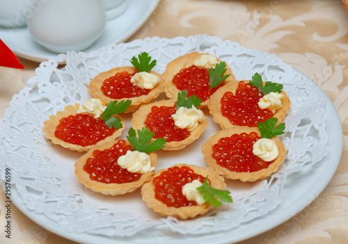 Tartlet with red caviar   .