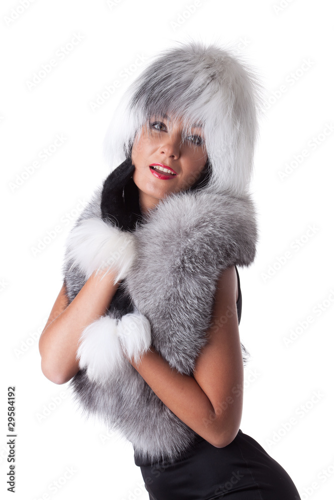 Young woman in fur. Young woman in fur.