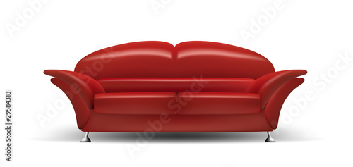 Red couch vector illustration.