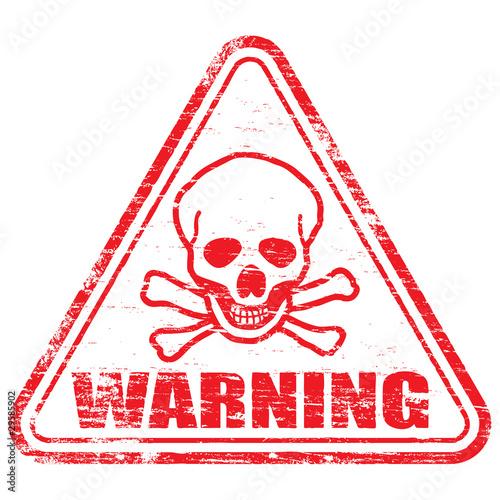Rubber stamp illustration showing "WARNING" text