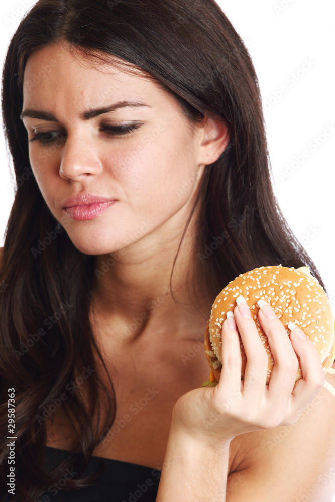 woman eat burger