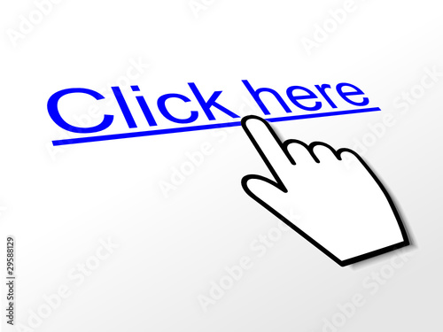 "CLICK HERE" Hyperlink (internet web button mouse cursor go ok)
