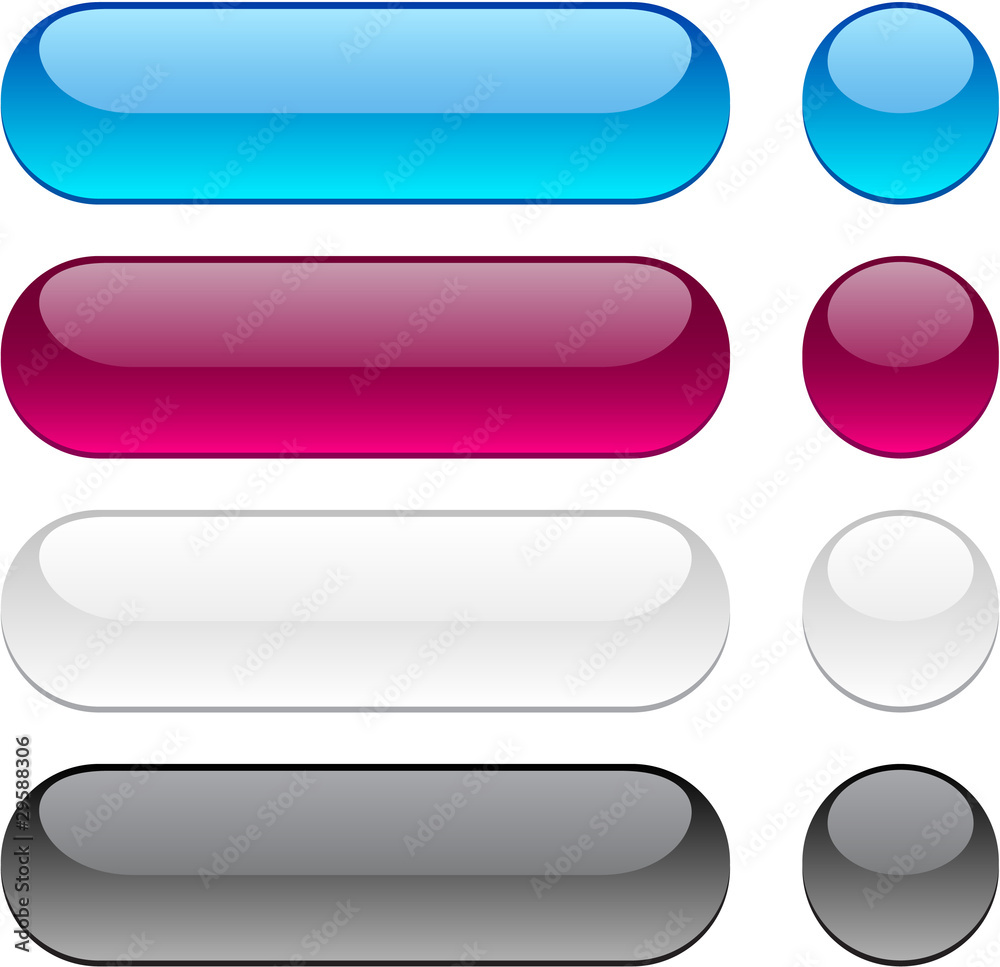 Rounded buttons on white background. Rounded buttons on white background.