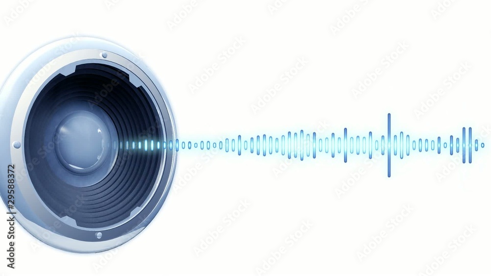 Animation speaker onde audio fond blanc