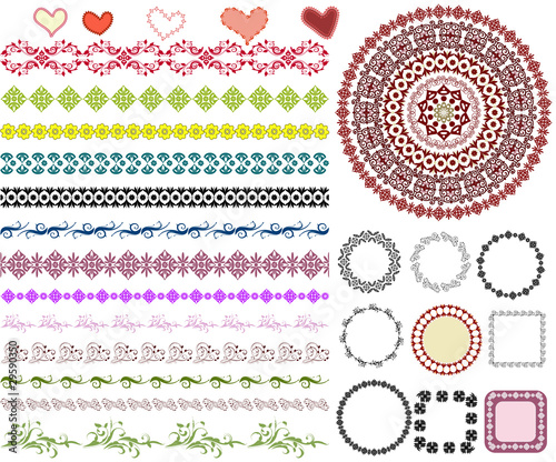 set of arabesque pattern frame border