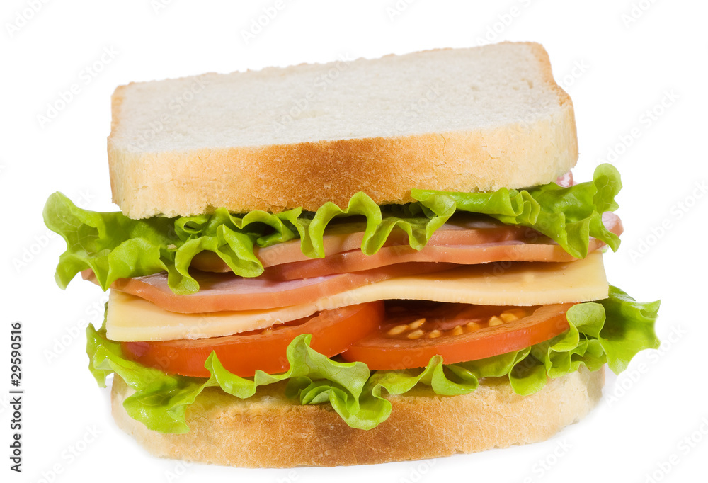 sandwich with ham and vegetables