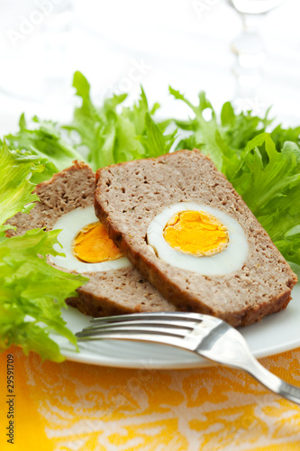 meatloaf with boiled eggs