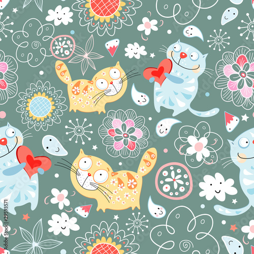 Seamless pattern of cat lovers