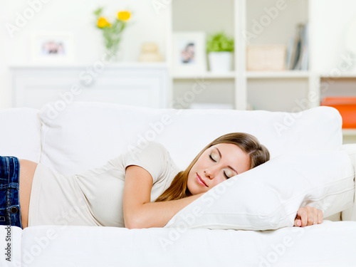 beautiful young woman sleeps