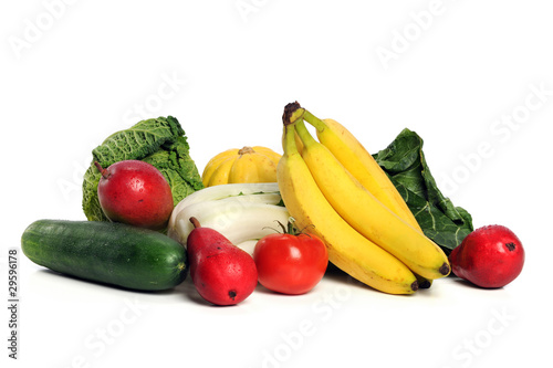 Fruits and Vegetales Over White