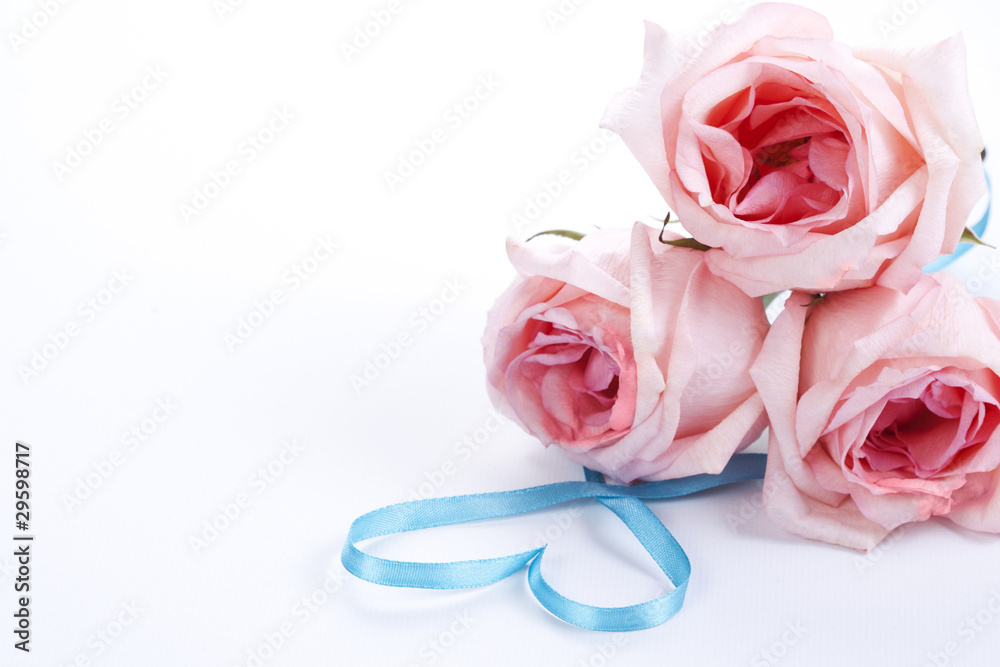 Bouquet of roses with ribbon in heart shape Bouquet of roses with ribbon in heart shape