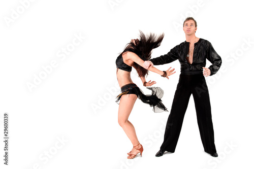 latino dancers in action isolated on white