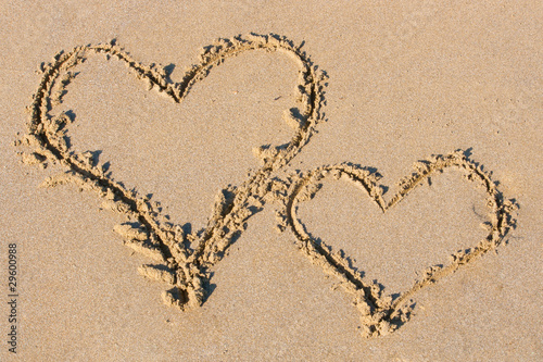 Two hearts in the sand