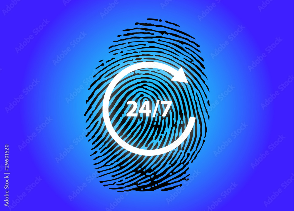 Fingerprint with Twenty four hour service sign-vector Fingerprint with Twenty four hour service sign-vector