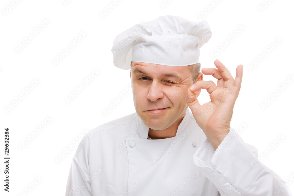 Chef showing ok hand sign Chef showing ok hand sign