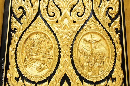 Golden door of church,Thailand