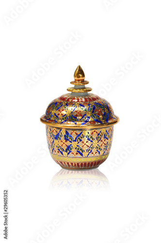Benjarong - Ceramic jars with intricate