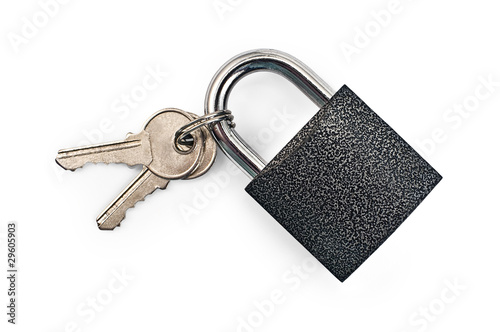 Black padlock with keys