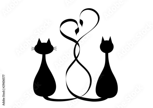 Silhouettes of two cats