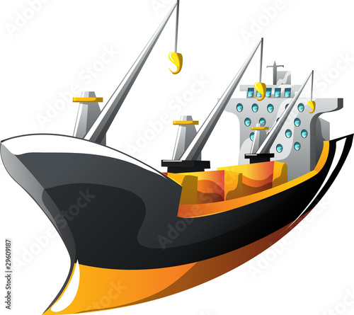 Cartoon cargo ship