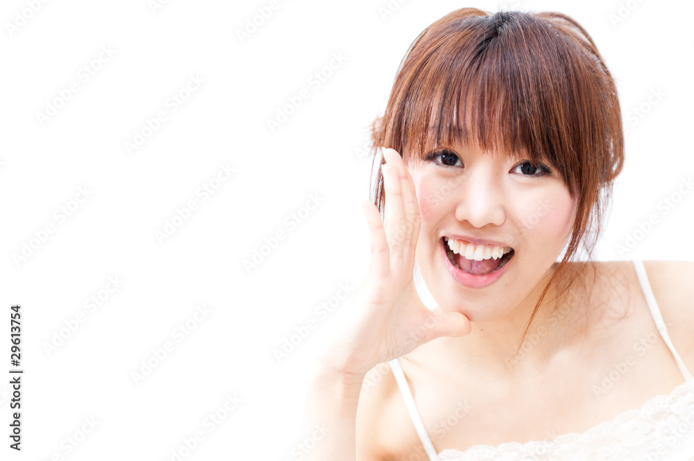 a portrait of beautiful asian woman cheering a portrait of beautiful asian woman cheering