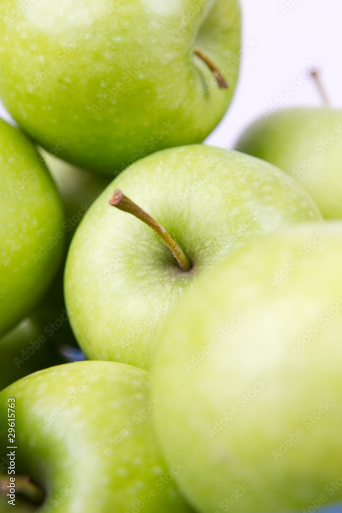 Green apples on white background Green apples on white background