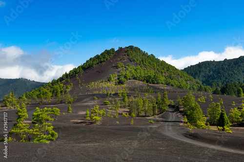 Beautiful lava landscape on the Cumbre Nueva in La Palma