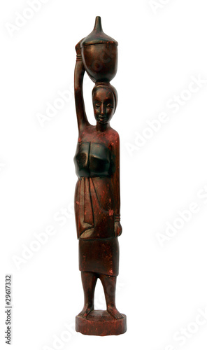African souvenir - wooden handicraft woman carrying water