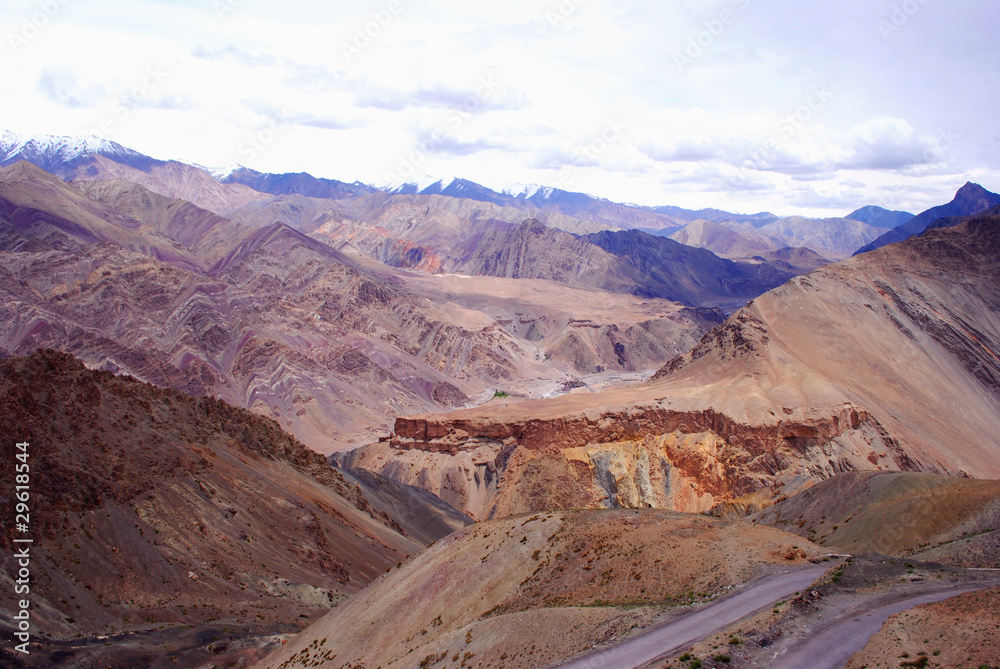 Colorful mountain ranges in Ladakh