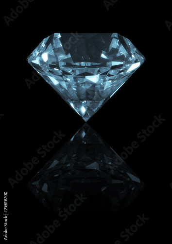 diamond isolated on  reflective black