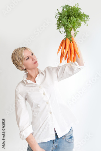 Woman looking at a bunch of...