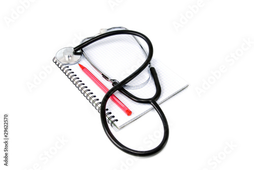 stethoscope and notebook
