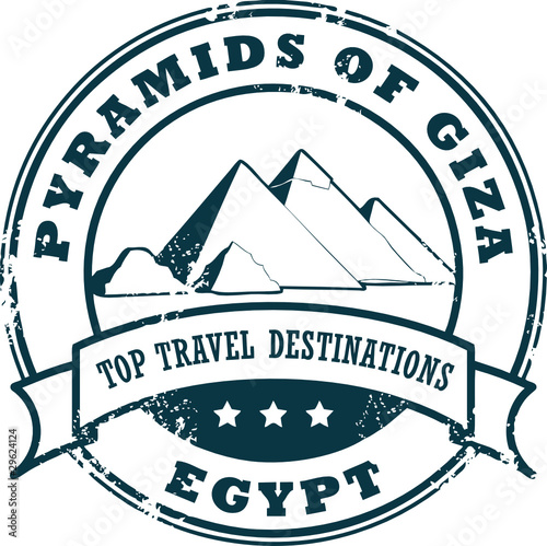 Grunge rubber stamp with Pyramids of Giza