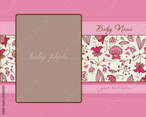 Baby Girl Arrival Card with Frame