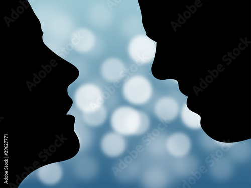 Loving couple face closeup illustration