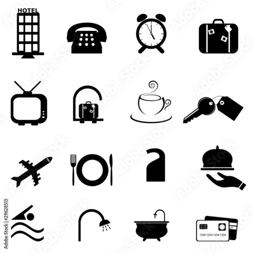 Hotel symbols icon set photo