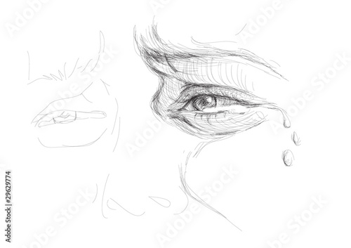 Eye in tears / realistic sketch (not auto-traced)