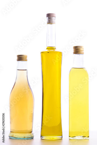 bottles of olive oil and wine vinegar