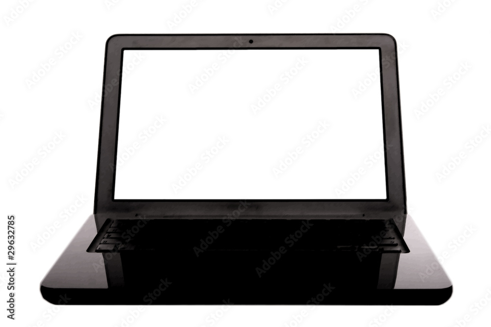 View of a laptop with blank monitor