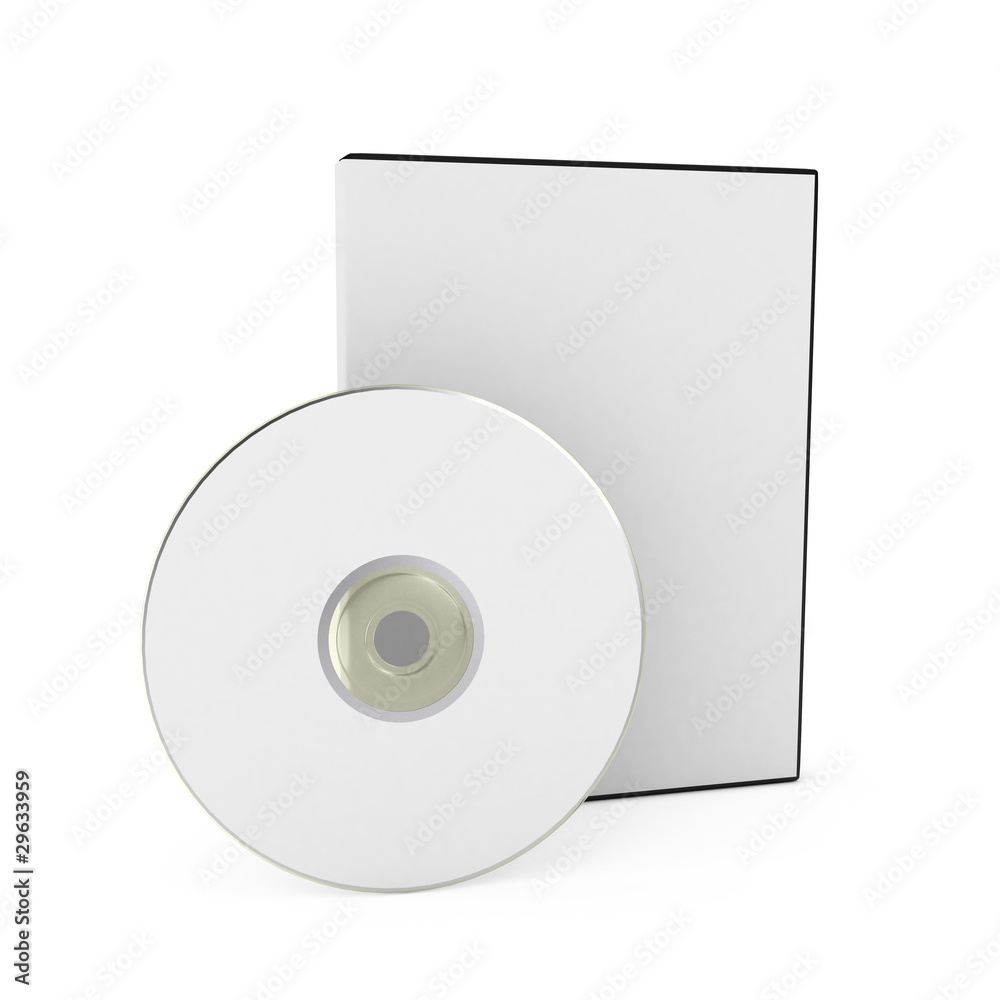 CD/DVD disk with box over white background CD/DVD disk with box over white background