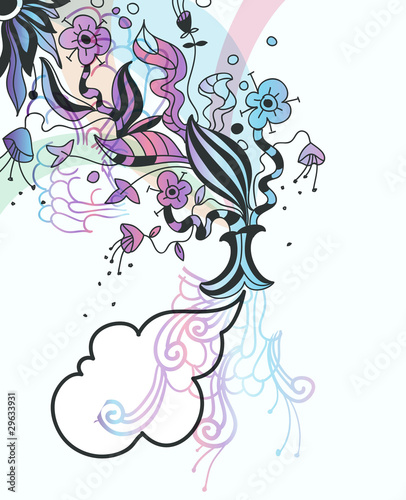 vector bouguet of fantasy streaky flowers and swirls