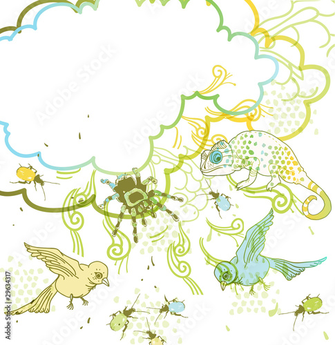 vector frame with hand drawn animals